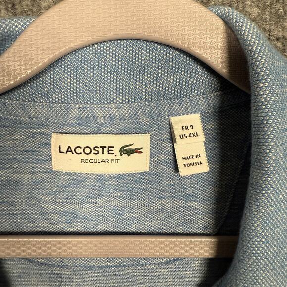 Lacoste Mens Size 4XL Regular Fit Polo Shirt Light Blue Linen Cotton Blend Golf - Picture 5 of 7